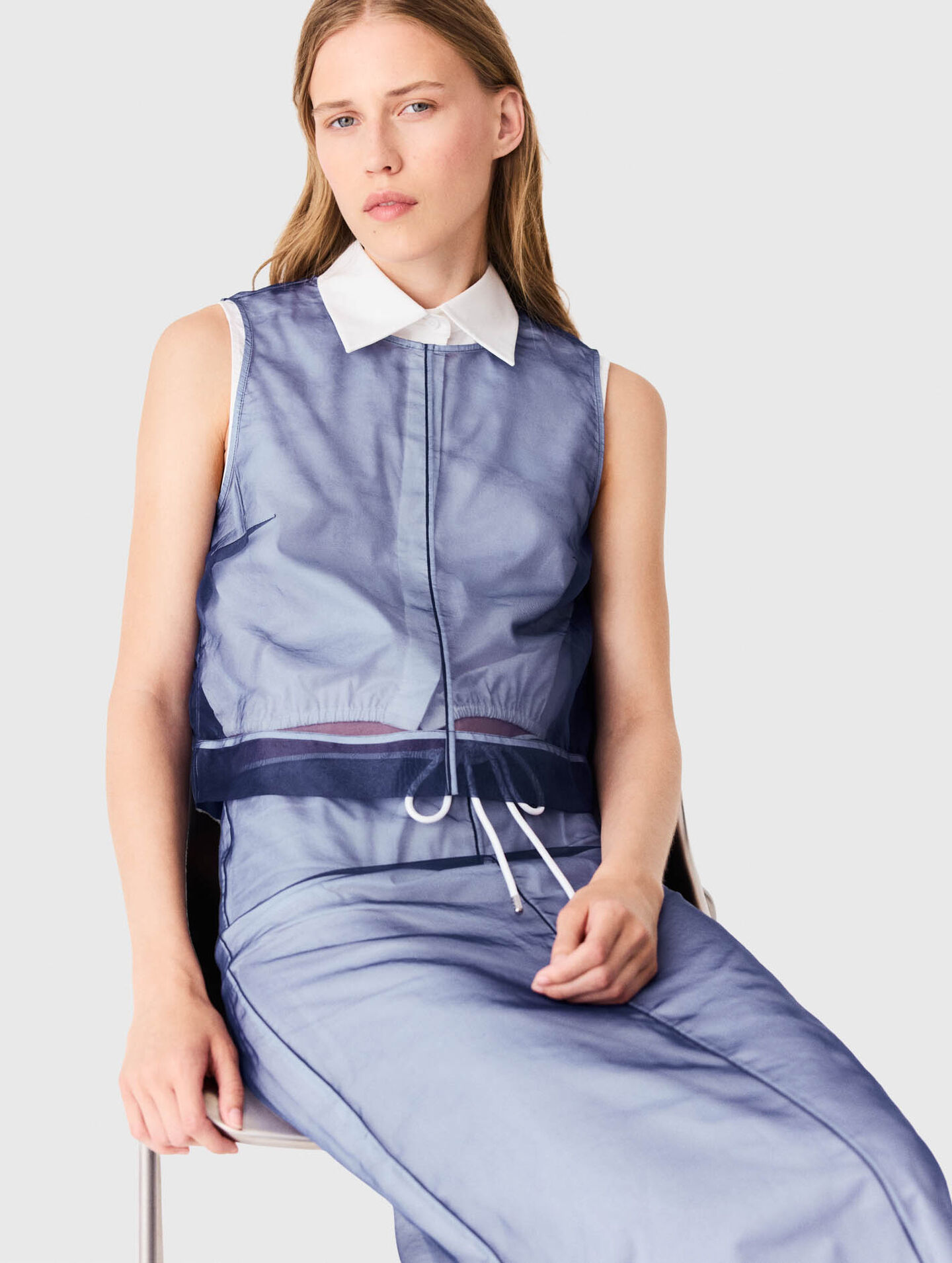 Cotton top with removable organza